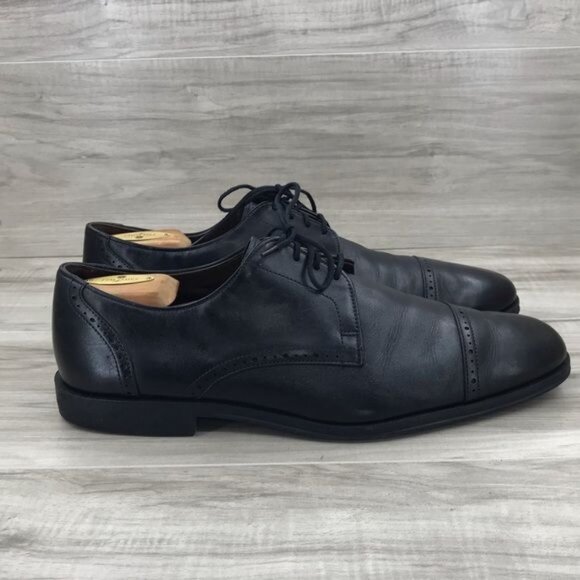 Allen Edmonds Oxfords Men's 12D Back Bay Black Leather Cap Toe Dress Shoes